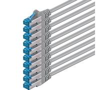 10m Cable de Red, Cable Ethernet y LAN SFTP PIMF Cat6a - transmite hasta 10 Gigabit por Segundo y es Adecuado para switches, routers, módems con Entrada RJ45, gris - 10 piezas