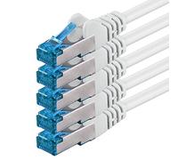 10m Cable de Red, Cable Ethernet y LAN SFTP PIMF Cat6a - transmite hasta 10 Gigabit por Segundo y es Adecuado para switches, routers, módems con Entrada RJ45, blanco - 5 piezas