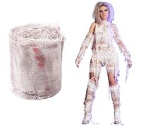 10M Gasa Sangrienta de Halloween Vendaje de Sangre Espeluznante Paño de Sangre Tela con Sangre Aterrador para Suministros de Cosplay Fiestas Prop para Cortinas de Puertas Escaleras (10M x 8CM)