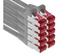 10m - gris - 10 piezas - CAT6 Ethernet LAN cable de red SET 1000 Mbit/s Patchkabel CAT6 S-FTP Doble blindado PIMF 250MHz halógenos compatible con CAT5 CAT6a CAT7 CAT8, Patch Panels