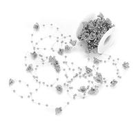 10M Imitation Pearl Bead Chain | Ribbon Blossom Flower for Wedding Decor/Bridal Bouquet/DIY Crafts | Sturdy Fused Pearls, Clothing & Headwear Accessories (Silver)