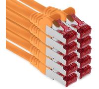 10m - naranja - 10 piezas - CAT.6 Ethernet LAN cable de red SET 1000 Mbit/s Patchkabel CAT.6 S-FTP PIMF compatible con CAT5 CAT6a CAT7 CAT8