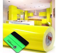 10m Oracal 621 Brillo 025 Amarillo Azufre Lámina Plotter + Rasqueta Lámina Ad...