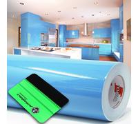 10m Oracal 621 Brillo 056 Azul Claro Lámina Plotter + Rasqueta Lámina Adhesiv...