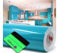 10m Oracal 621 Brillo 066 Azul Turquesa Lámina Plotter + Rasqueta Lámina Adhe...