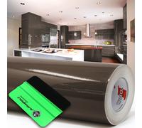 10m Oracal 621 Brillo 800 Marrón Turrón Lámina Plotter + Rasqueta Lámina Adhe...