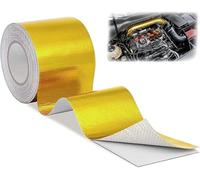 10m x 5cm Cinta Anticalorica Escape Adhesiva Aluminio ,Cinta Aislante Termica Dorada, Cinta Anticalorica Admisión, Cinta de Protección Térmica para Escape Para Auto Coche Motocicleta Pipa de Escape