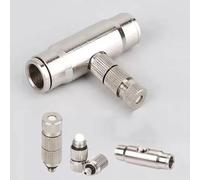 10pack 3/16" Brass isting Nozzle with Filter, High Pressure Slip-Lock Tees for Cooling System, Brass Fog Nozzle Connector with Fog nozzles, Anti-drip Fogging Spray Head(0.3mm)