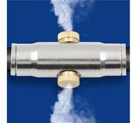 10pack 3/16'' Low Pressure Brass isting Nozzles, Slip-Lock ist Tubing Tee with 2 Fog nozzles, Fog Nozzle Connector Anti-drip Fogging Spray Head(0.1mm)