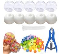 10pack Squishy Making Kit Stress Balls, DIY Stress Ball Making Kit, Blank Pressure Balls Skin DIY Kit with Expander Tool and Flat Beads (Colorful Beads B)