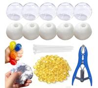 10pack Squishy Making Kit Stress Balls, DIY Stress Ball Making Kit, Blank Pressure Balls Skin DIY Kit with Expander Tool and Flat Beads (Yellow)