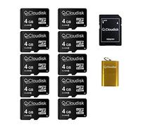 10Pack Tarjeta Micro SD de 4 GB con Adaptador MicroSD 1X + Lector de Tarjetas USB 1X para la cámara de la computadora
