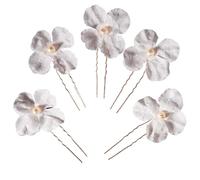 10pc Golden Fabric Flower Hairpins Elegant Sweet Pearl U-Shaped Hair Clips Accessories Bride's Wedding Sticks Headpiece