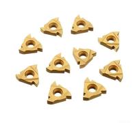 10pcs 16ER AG60 Insertos de carburo de rosca externa para herramientas de torneado de torno, dorado, 16 mm, métrico 60°, paso 0,5-3,0 mm