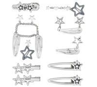 10pcs/5pcs Starform Haarklammern Pentagramme Barrettes Stylische Metallkette Haarnadel Zubehör für Party und Festivals