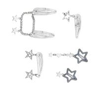 10pcs/5pcs Starform Haarklammern Pentagramme Barrettes Stylische Metallkette Haarnadel Zubehör für Party und Festivals