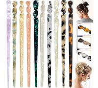 10PCS Acetato Palillos para cabello Concha tortuga Horquilla Palillos Estampado leopardo Vintage Horquillas cabello Retro DIY Pinza cabello Horquilla Accesorios peinado cabello para mujeres niñas