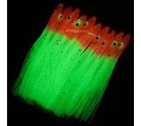 10pcs Aguja Forma Pesca Cebo 8cm Luminoso Suave Cebo para Pulpo y Calamar (Blanco)