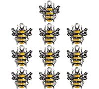 10Pcs Bee Charm Pendants Honeybee Chpendants Enamel Craft Embellishments For Jewelry Making, Diy Craft, Earring, Necklace Fashion design