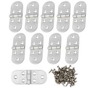 10pcs Bisagras Puertas Madera Pequeñas Abatibles Borde Redondo,Bisagras de Bandera Puerta de Acero Laminado Fríocon Tornillos,Bisagra Puerta Armario Madera 180 Grados,para Mesa Plegable,Mueble(Plata)