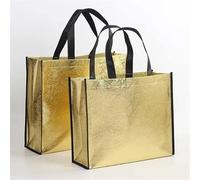 10pcs Bolsa de mano de tela no tejida Fiesta Boda Cumpleaños Set Bolsa de regalo Paquete de negocios al por mayor Ropa Zapatos Bolsas de compras 2023-Gold,China,32x27x12cm,10pcs