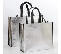 10pcs Bolsa de mano de tela no tejida Fiesta Boda Cumpleaños Set Bolsa de regalo Paquete de negocios al por mayor Ropa Zapatos Bolsas de compras 2023-Silver,China,40x32x12cm,10pcs