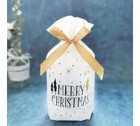 10PCS Bolsa de Navidad de Año Nuevo Bolsa de regalo de Navidad Bolsa de galletas de caramelo para empaquetar alimentos Regalo Cordón Bolsillo con cordón-Bolsa de Navidad-1-10 PCS