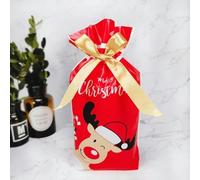 10PCS Bolsa de Navidad de Año Nuevo Bolsa de regalo de Navidad Bolsa de galletas de caramelo para empaquetar alimentos Regalo Cordón Bolsillo con cordón-Bolsa de Navidad-18-20 PCS