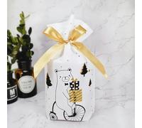 10PCS Bolsa de Navidad de Año Nuevo Bolsa de regalo de Navidad Bolsa de galletas de caramelo para empaquetar alimentos Regalo Cordón Bolsillo con cordón-Bolsa de Navidad-17-20 PCS