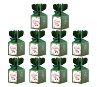 10pcs Christmas Candy Boxes Party Favor Treat Boxes Christmas Holiday Party Supplies (Green Letters)