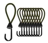 10Pcs Cuerdas Elásticas con Ganchos,Pulpos Tensores Elásticos,15cm Tensores de Goma, Ganchos de Expansión,Tensores de Lonas con Ganchos en Espiral para Carpas, Pabellones, Pancartas, Carteles (Verde)
