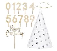 10pcs Digital Cumpleaños Widgets Set 1 Sombrero de Cumpleaños Inserto Decoración de Cumpleaños Decoración de Cumpleaños Decoración de Pasteles de Madera Accesorios de Decoración de Pasteles de