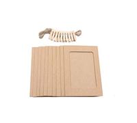10PCS DIY Marco de fotos Clip de madera Soporte de imagen de papel Decoración de la pared para la boda Baby Shower Fiesta de cumpleaños Photo Booth Props, marrón