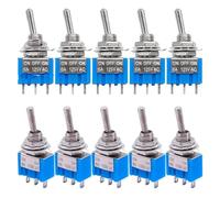 10Pcs DIY Toggle Switch ON-OFF-ON/ON-ON 3Pin 3 Position Latching MTS-103 MTS-102 AC 125V/6A 250V/3A Power Button Switch Car AUOQKQUT(ON ON)