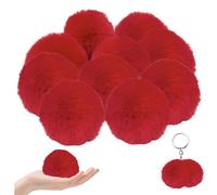 10pcs Faux Fur Pom Pom Bola 3.15 pulgadas/8cm Soft Fluffy Ball Charms Craft Diy Mini Pompom Balls para accesorios para el cabello, bodas, cumpleaños, decoración navideña (rojo)