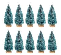 10pcs Festive For Mini Snow Frosted Pine Trees for Christmas Village Setup Table Decor For Mini Garden Railway Layout and DIY Display (13cm cáñamo árbol)