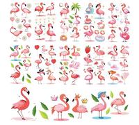 10pcs Flamingo Tattoos, Hawaii Tropische Luau temporary Tattoos für Kinder Pink Sommer Kindertattoos Sticker, Gesicht Fake Tattoo Aufkleber Mädchen Jungen Flamingo Party Deko Party Zubehör Geschenk