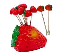 10pcs Forchettine Da Antipasto - Cuore Fragola Acciaio | Mini Spiedini Con Supporto | Set Di Utensili Da Cucina Per Insalata Frutta Postre Salumi | Riutilizzabili Decorazione Tavola Festa Casa