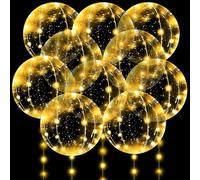 10PCS Globos LED, Globos Luminosos LED, 20 Pulgadas Transparentes Globo Bobo con 3M Cadena de Luces, Globo Iluminados para Bodas/San Valentín/Navidad/Cumpleaños
