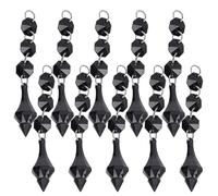 10PCS Hanging Crystal Pendant, Acrylic Crystal Garland Chandelier Garland Replacement Clear Hanging Bead for Christmas Tree Window Home Decoration (Black)