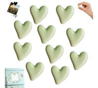 10PCS Heart Shape Refrigerator Magnets - 3D Love Fridge Magnets, Multi-Color Heart Strong Hold Decorative Magnetic Set for Photos Notes on Fridge Whiteboard Office Kitchen Decor (Green)
