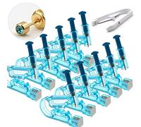 10Pcs Herramienta de unidad de pistola de perforación de oreja estéril de seguridad desechable con kit de perforación de asepsia de oreja con un auxiliar (Gold-LBlue)