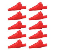 10Pcs J.60032 Fully Enclosed Banana Test Clips | 300V 15A Electrical Test Leads with 4mm Jack | Robust Test Clips for Electronics/Inverters/Industrial Equipment (Roja)