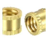10PCS Knurled Threaded Insert Nuts 1/4"-20 X 6mm(L) X 8mm(OD)/ M3/8x5/12/16mm(L) x4/10mm (OD) Female Thread Brass Embedment Nut(Size 1)