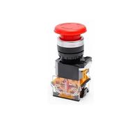 10pcs LA38-11ZS Self-Locking 10A 380V 22mm Head Power Control Mushroom Push Button Switch 1NO1NC Brass Contact-Blank Controls Switches