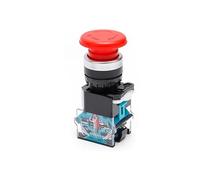 10pcs LA38-11ZS Self-Locking 10A 380V 22mm Head Power Control Mushroom Push Button Switch 1NO1NC Silver Contact-Blank Controls Switches