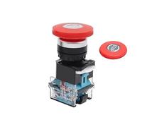 10pcs LA38-11ZS Self-Locking 10A 380V 22mm Head Power Control Mushroom Push Button Switch 1NO1NC Silver Contact-STOP