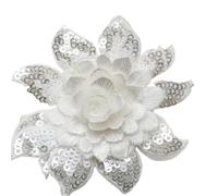 10Pcs Lace Applique Sequins Embroidery 3D Flowers Sew-On Patches DIY Wedding Dress Clothes Decor Sewing Supplies 8CM(N061 white)