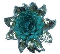 10Pcs Lace Applique Sequins Embroidery 3D Flowers Sew-On Patches DIY Wedding Dress Clothes Decor Sewing Supplies 8CM(N061 green)
