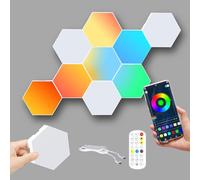 10pcs LED Hexagon Gaming Panel Pared Panel Hexagonal Iluminación Panel Led Iluminación Music Sync Deko, Hexa Panal para una experiencia de juego única [Clase energética G]